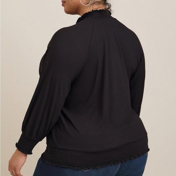 ❤️NWT VINTAGE TORRID TOP - CHOKER NECK - CUT OUT - SMOCKED HEM BLOUSE PLUS SIZE - Picture 7 of 14